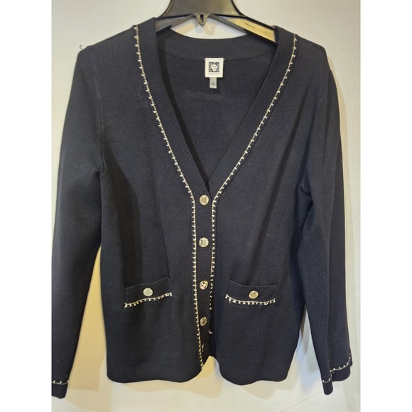 Anne Klein Sweaters - Anne Klein black And Gold Size Medium Cardigan Sweater